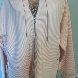 DKNY Sporto Blush Pink Ribbed Zip-Up Hoodie